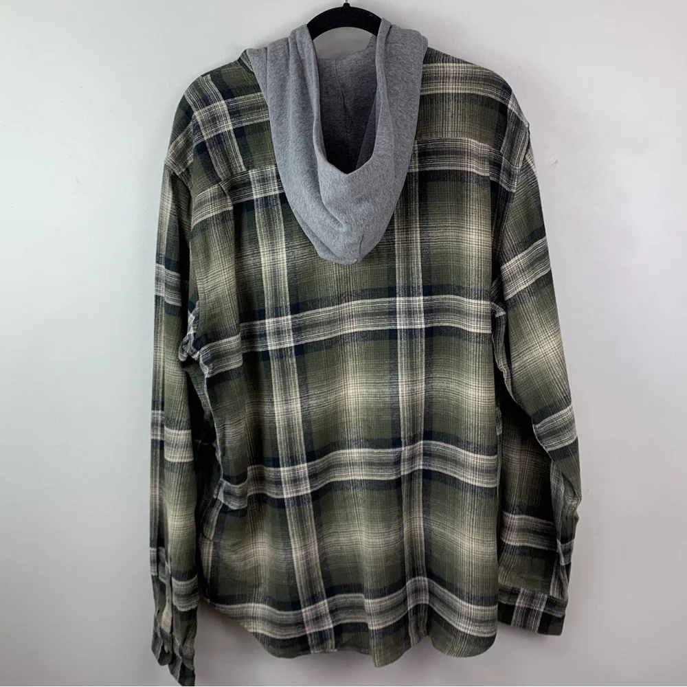 Old Navy Plaid Hooded Flannel Shacket Shirt Jacket Size Extra Large XL